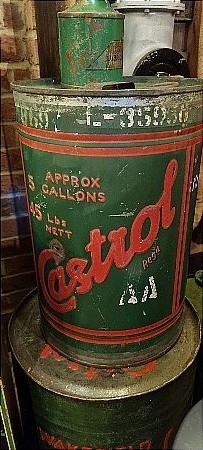 CASTROL 5 GALLON EMBOSSED TIN - click to enlarge